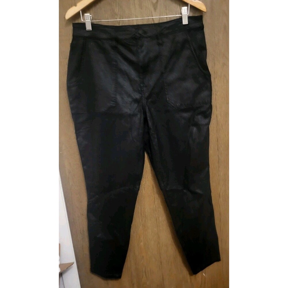 Sanctuary Womens Hayden Black Shiny Skinny Denim Pants Womens Size 16W